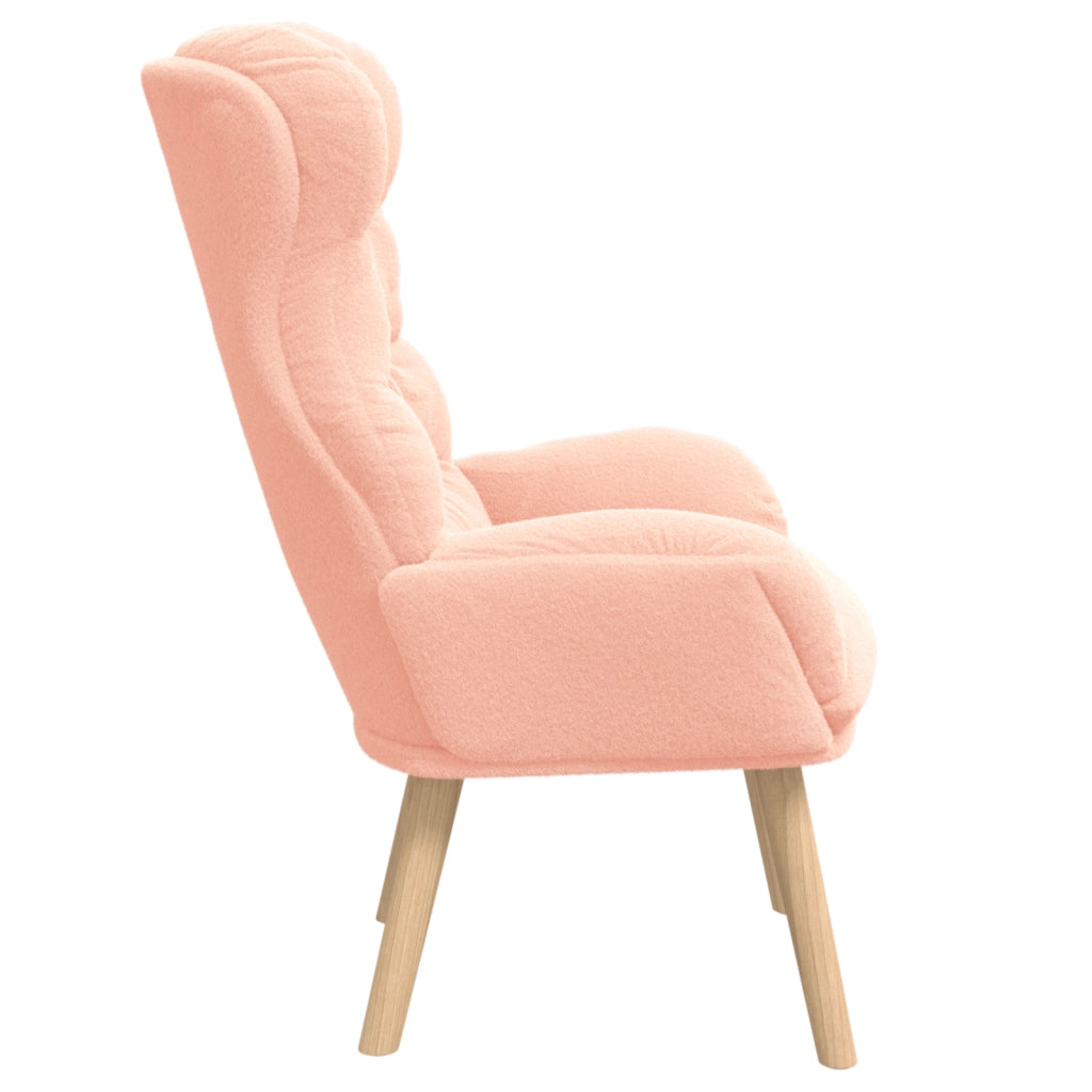 Poltrona Rilassante  in Tessuto Simil Manto Curly Rosa