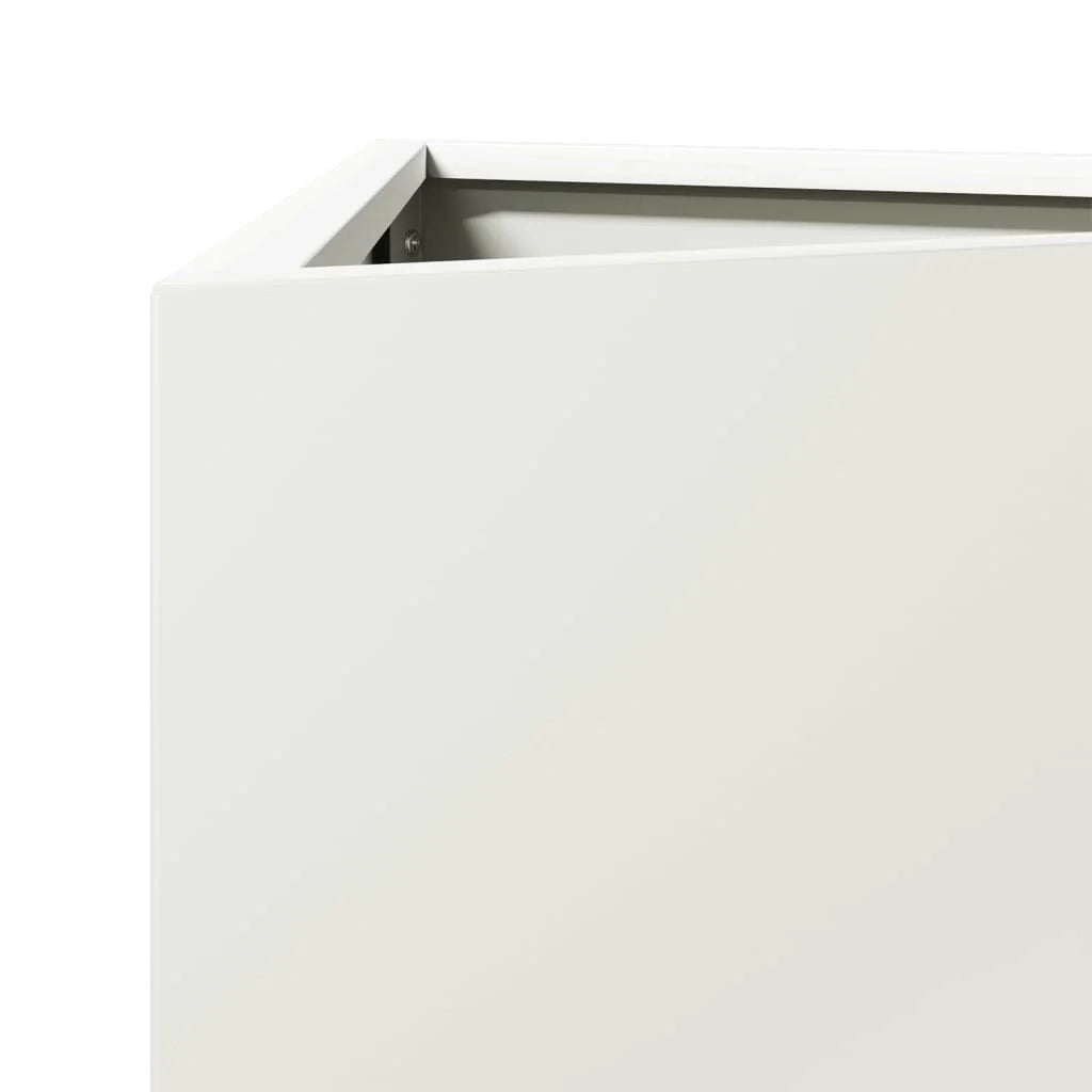 Vaso per fioriera aiuola rialzata piante fiori giardino terrazze set da 2 triangolari 30 x 26 x 75 cm acciaio bianco 02_0039093