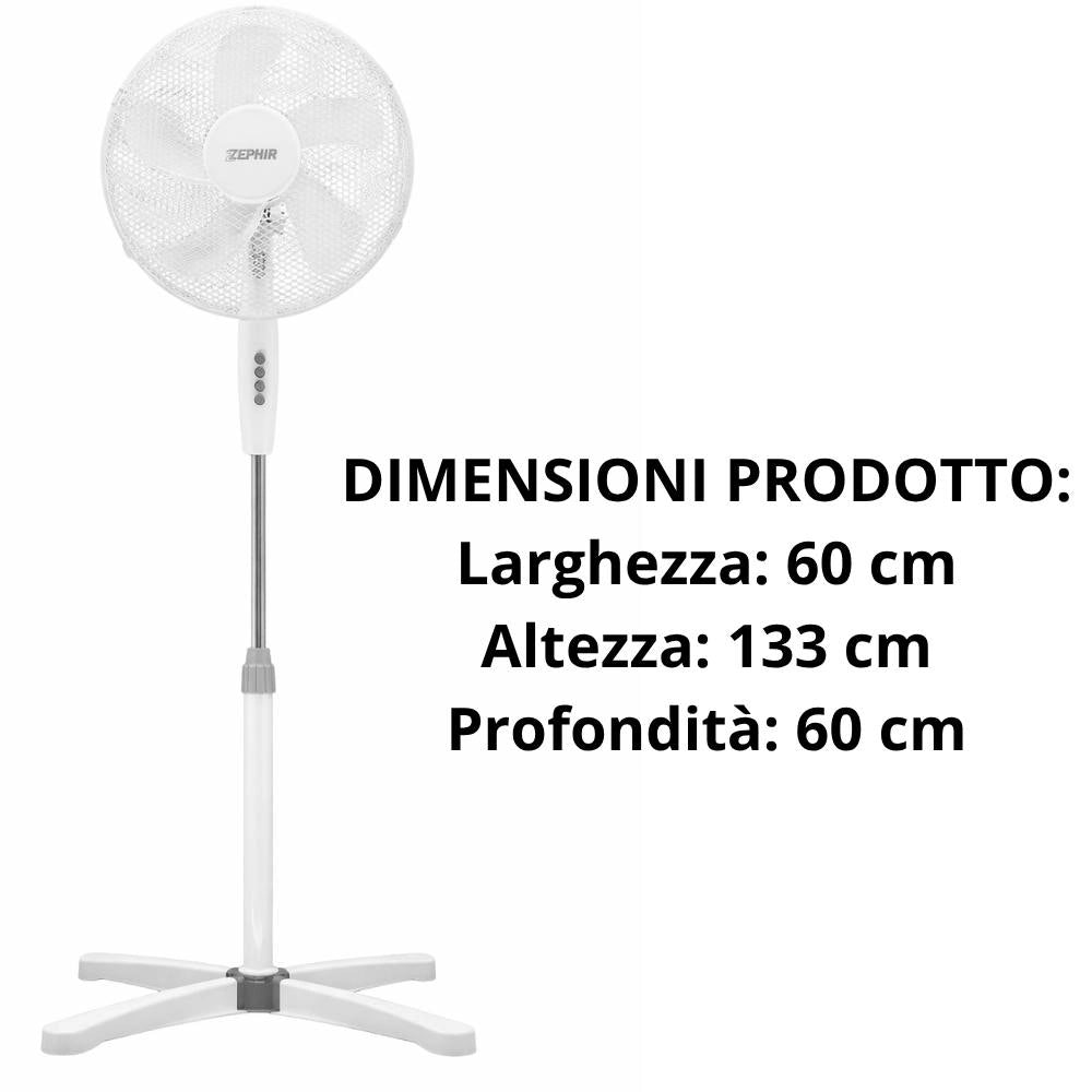 Ventilatore a piantana zephir rapid40 45w 40 cm 5 pale bianco