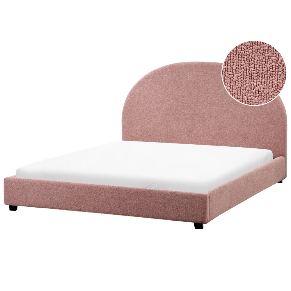 Letto Rosa Pastello Poliestere Boucle EU Matrimoniale 140 x 200 cm Design Minimalista Retrò