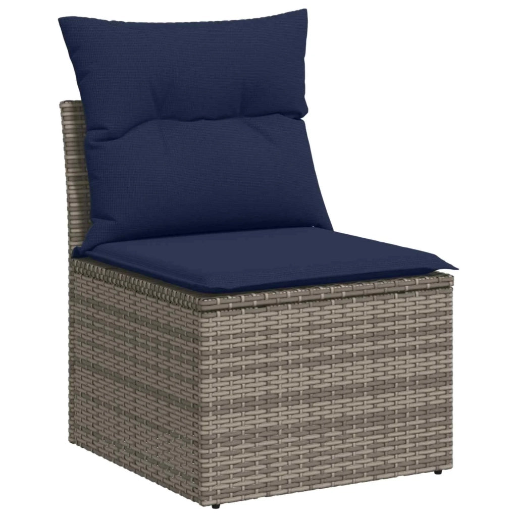 Set di divani 6 pz Grigio e Blu Navy Rattan sintetico e Acciaio 3447463