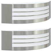 Set di 2 moderne lampade da parete per esterni 32 x 10 x 10 cm illuminazione minimalista affidabile in acciaio inox argento 02_0056524