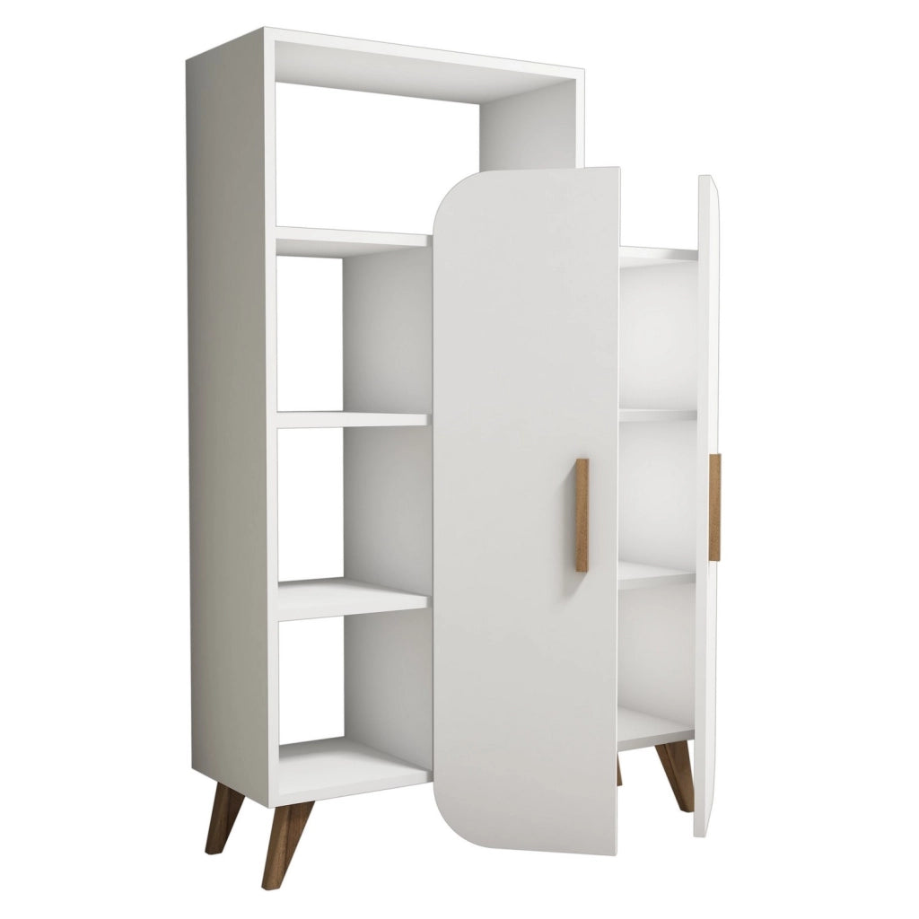 Mobiletto in legno con ripiano "Form" - 90 x 32 x 132 cm - Bianco