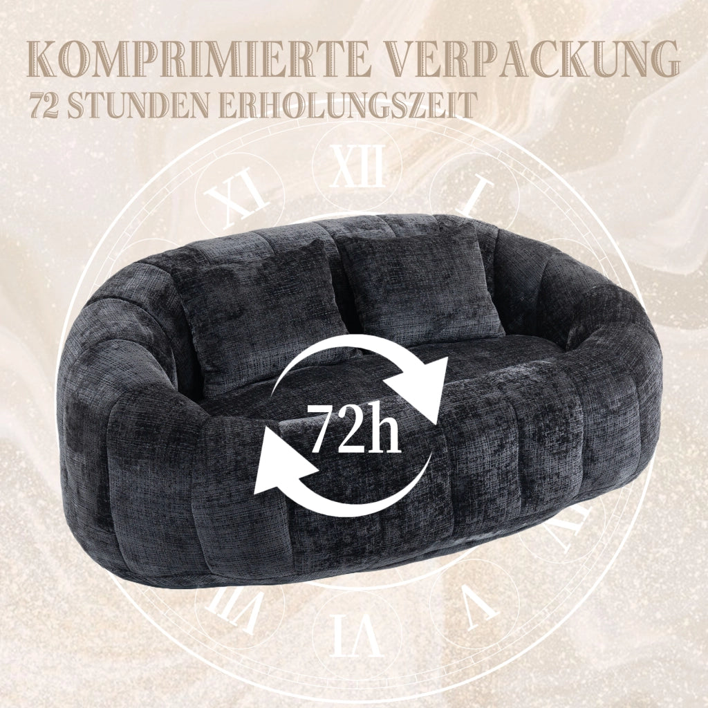 DIVANO SACCO 150x95x63 cm Chenille Nero 2 posti
