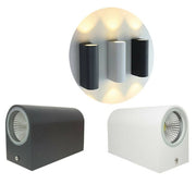 Trade Shop - Applique Doppia Luce Led 10w Nero Bianco Lampada Parete Up Down Faretto Esterno -