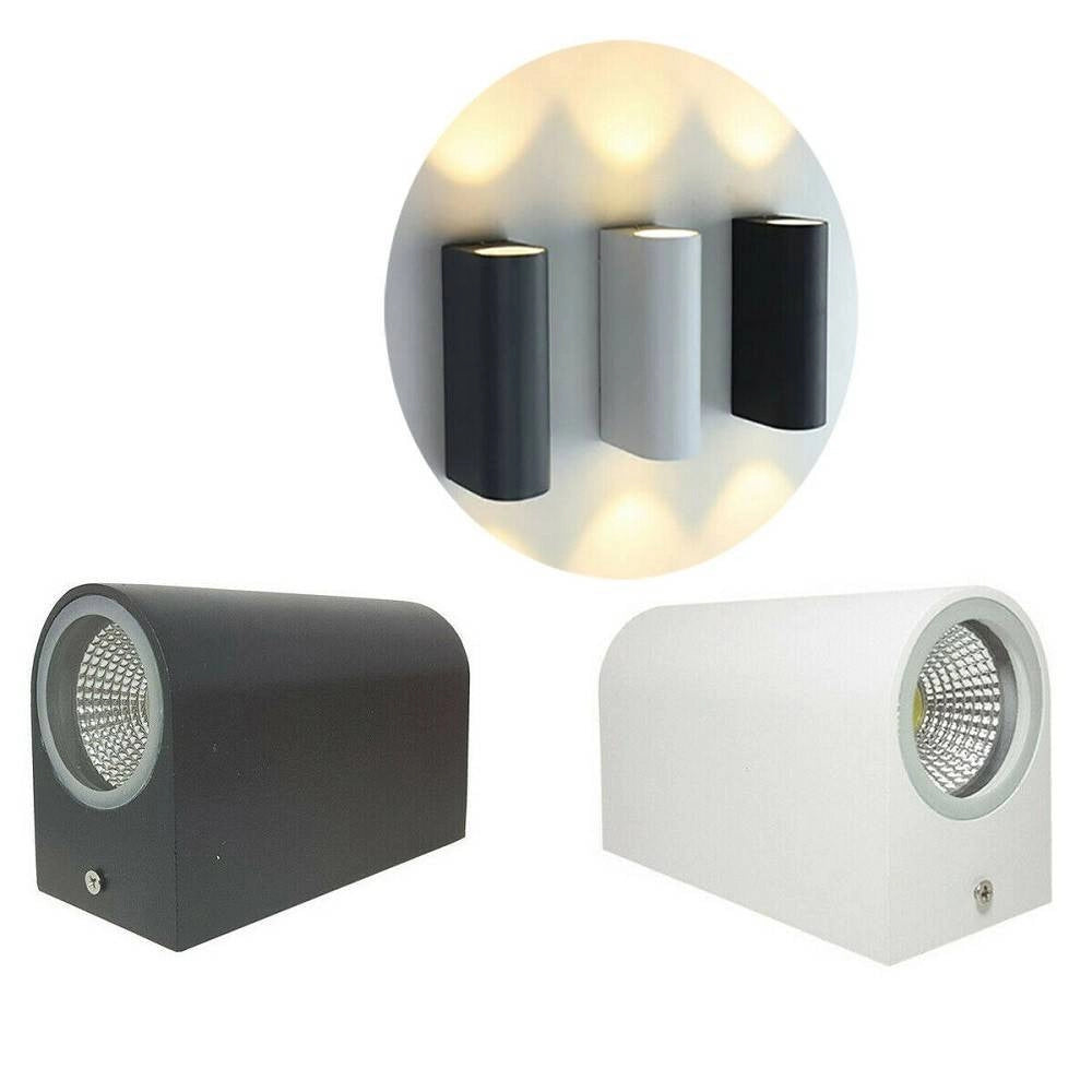 Trade Shop - Applique Doppia Luce Led 10w Nero Bianco Lampada Parete Up Down Faretto Esterno -