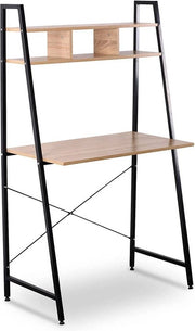 Scrivania Compacta con Cassetto - Scrivania Computer - Scrivania Ufficio - Adatta per Lavoro & Gaming - Legno Naturale / Nero 84x46x140