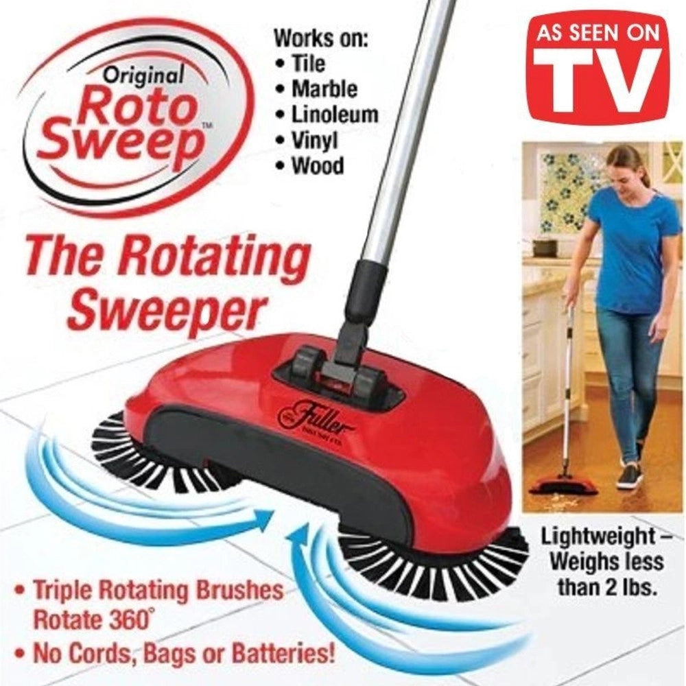 Trade Shop - Scopa Rotante 360° Con Setole Rotanti Microfibra Aspirapolvere Sweep Drag Spazza -