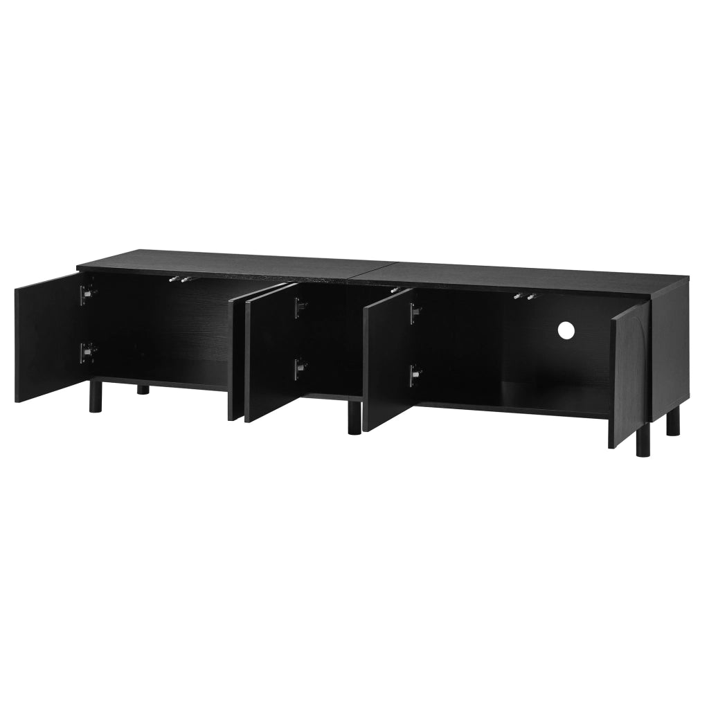 Mobile TV 180x38x45 cm con 5 ante e passacavi; in PB e MDF; nero