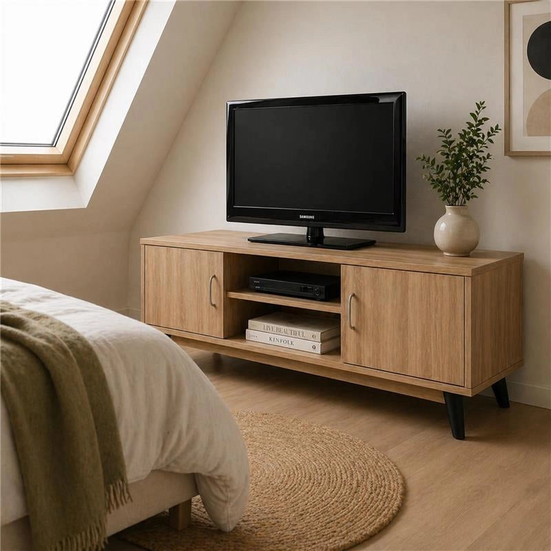MOBILE TV IN MDF COLOR ROVERE CON DUE ANTE E DUE RIPIANI MISURE: 140X38X44CM
