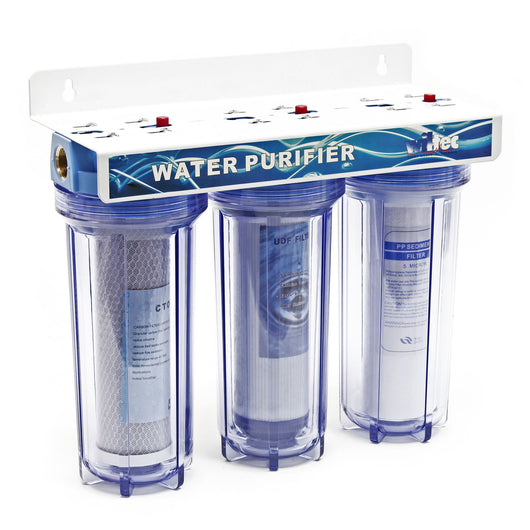 Naturewater Filtro dell'acqua a 3 livelli NW-PR103, con cartucce filtranti da 254 mm, attacco tubo 26,16 mm