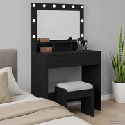 Tavolo da Trucco Rovere Nero 79 x 41 x 135 cm Legno multistrato 865083
