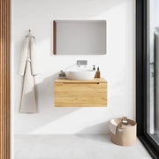 Mobile bagno sospeso 60 cm rovere chiaro un cassettone con top | Bako