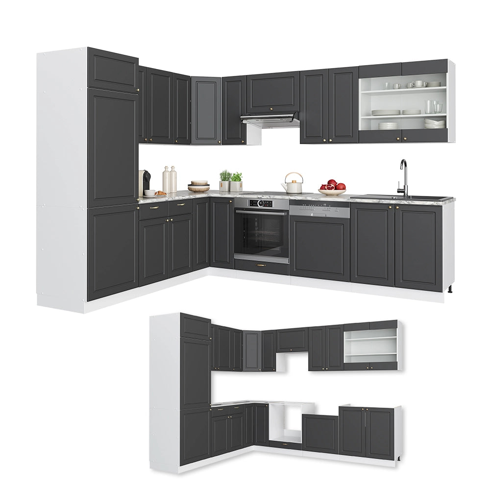 Vicco Cucina angolare completa Antracite-Oro/Bianco 227 x 287 cm , PL Rovere