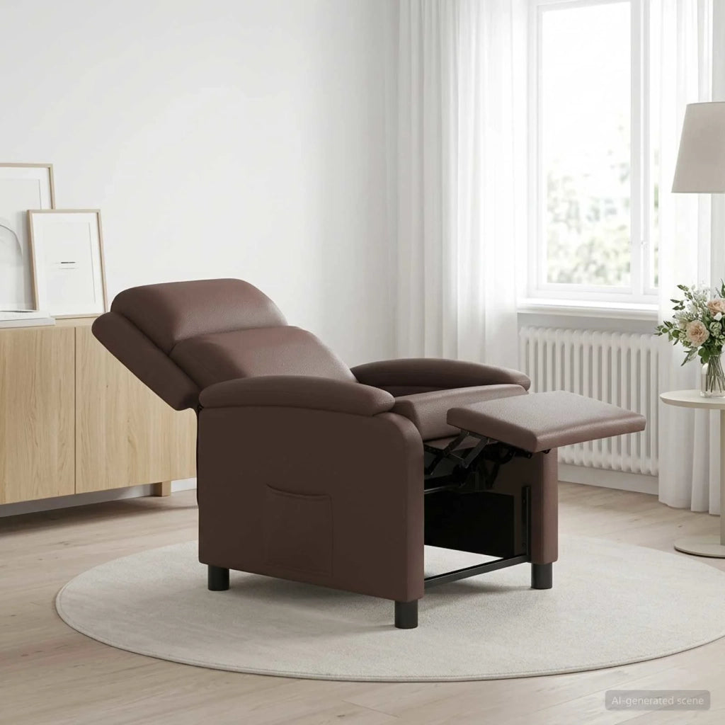 Divano Sedia-Poltrona reclinabile Marrone Similpelle 309832