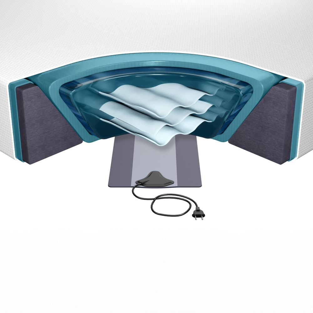 Set letto ad acqua con materasso 180 x 200 cm 2 scaldaletto coprimaterasso e struttura in schiuma