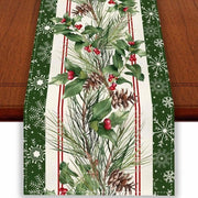 Tavolo da Natale con cespugli di rovo e fiori di ciliegio, tovaglia da tavolo per la festa di Natale (33 x 183 cm, Stile 5)