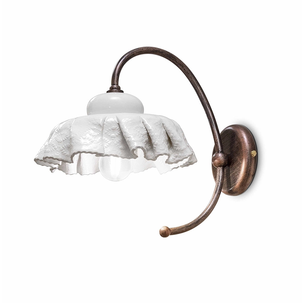 Applique Classica Modena Metallo E Ceramica Nero Sfumato Rame 1 Luce E27