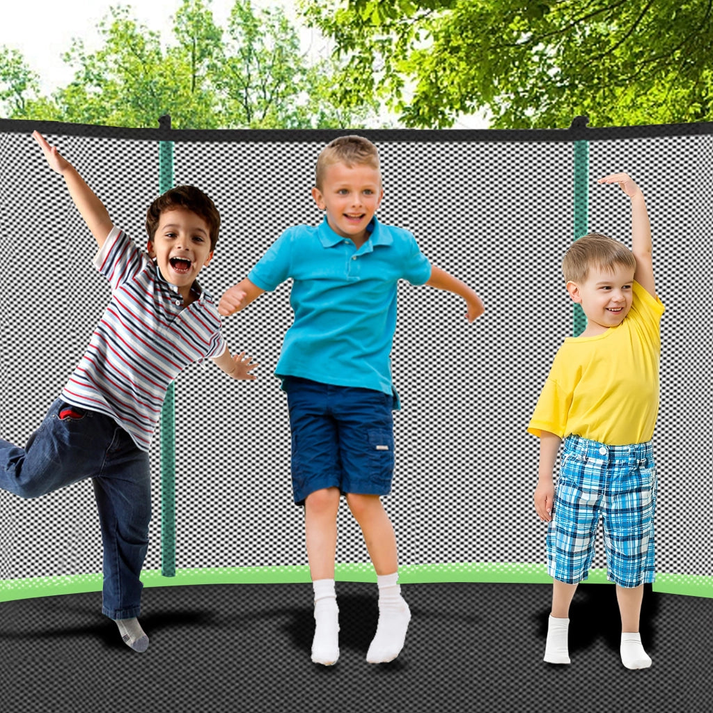 TRAMPOLINO da esterno e interno 243,84 x 243,84 cm Verde con rete di sicurezza e scala