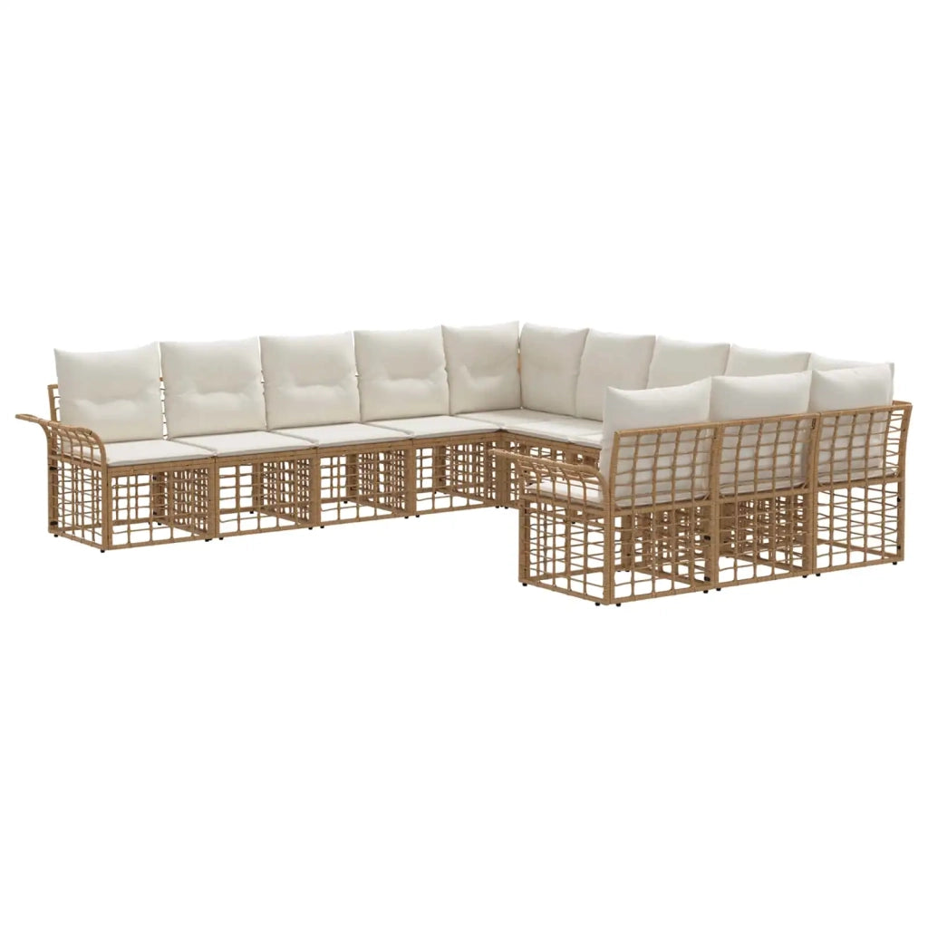 Set di divani da esterno 11 pcs Naturale e Bianco Crema