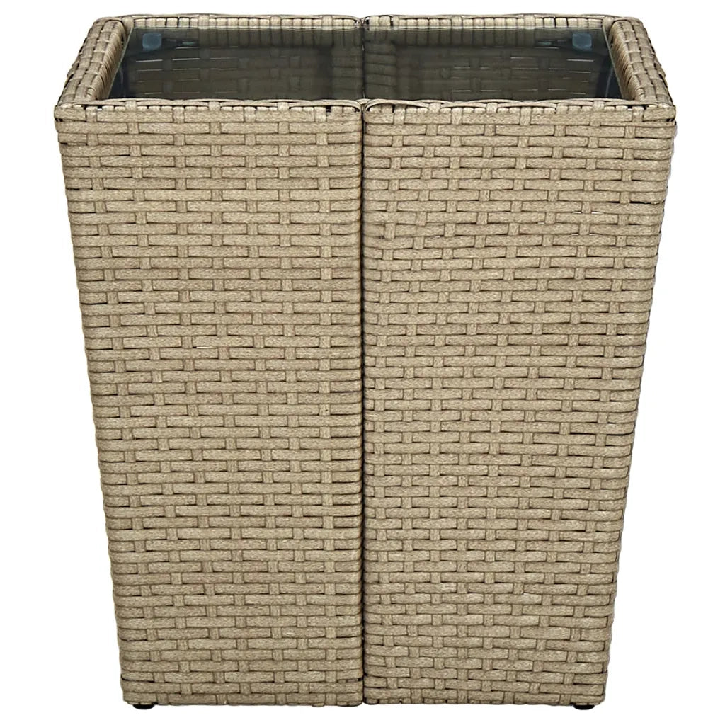 Tavolino Beige 41,5x41,5x44 cm in Polyrattan e Vetro Temperato 310557