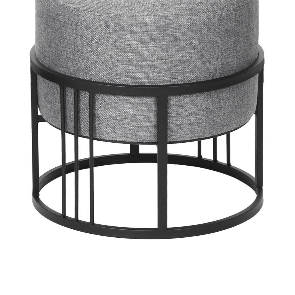 Set 2 Pouf TAS Reversibili Impilabili Seduta Imbottita e Piano Rigido Circolare 38xØ38 cm Grigio Chiaro [en.casa]