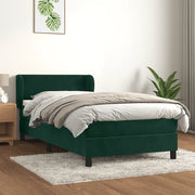 Giroletto a Molle con Materasso Verde Scuro 80x200 cm Velluto