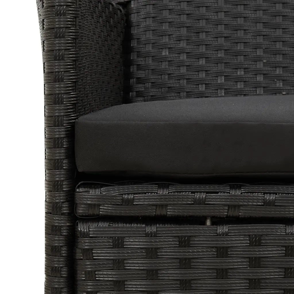 Sedie da Giardino con Cuscini 4 pz | Sedie da Esterno in Polyrattan Nere