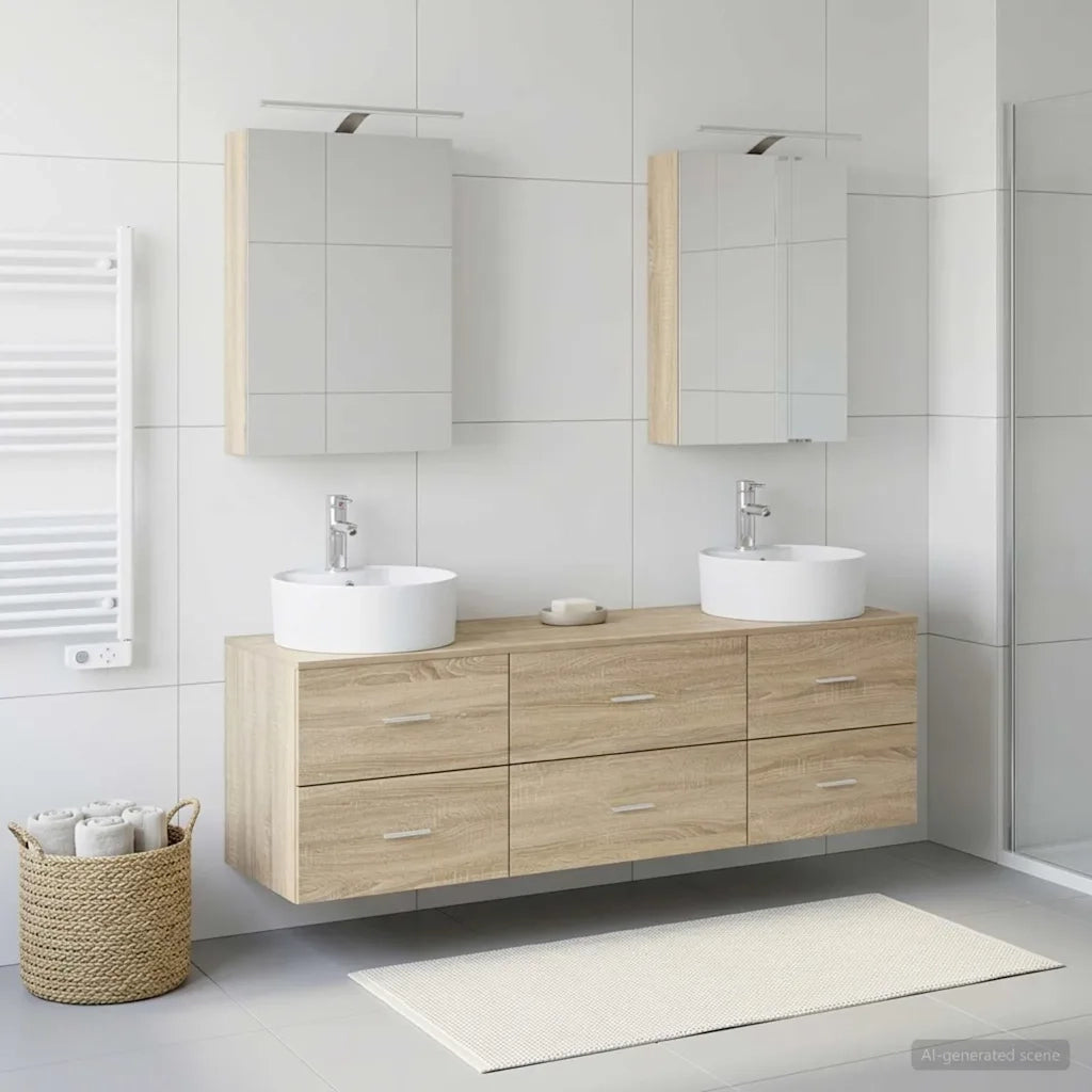 Set di mobili per il bagno 5 pcs Rovere Sonoma 3406873