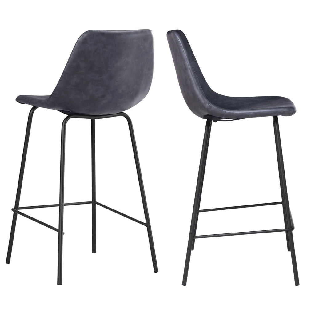 Set di 2 sgabelli vintage LUCIEN grigio scuro - Altezza seduta 65cm