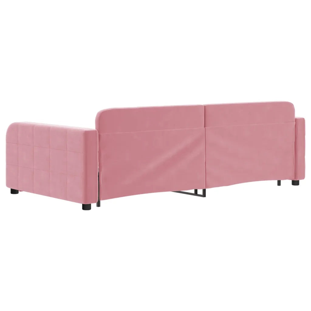 Divano Letto Estraibile con Cassetti Rosa 100x200 cm Velluto 3196987