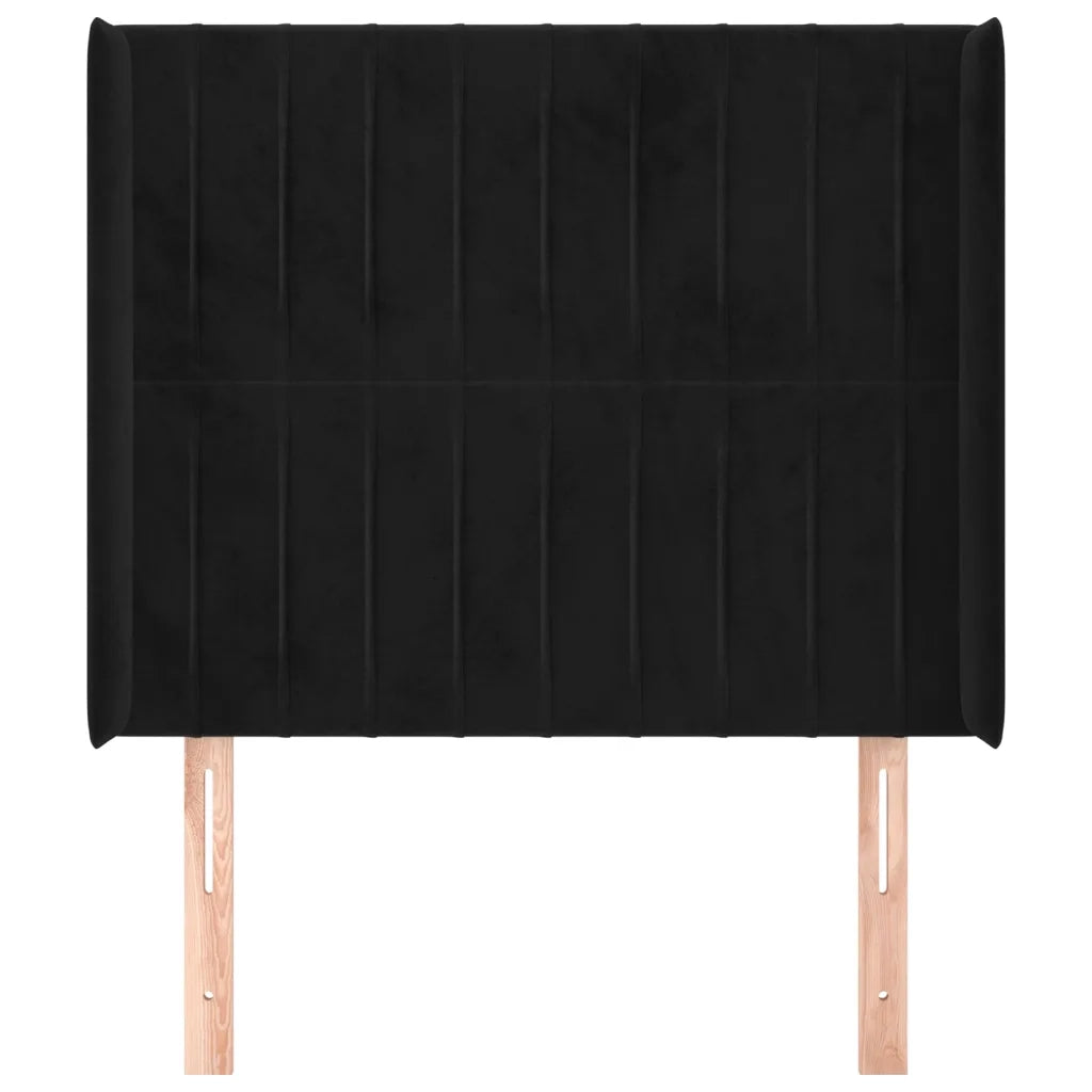 Testiera | Testata ad Orecchio Nera 103x16x118/128 cm in Velluto
