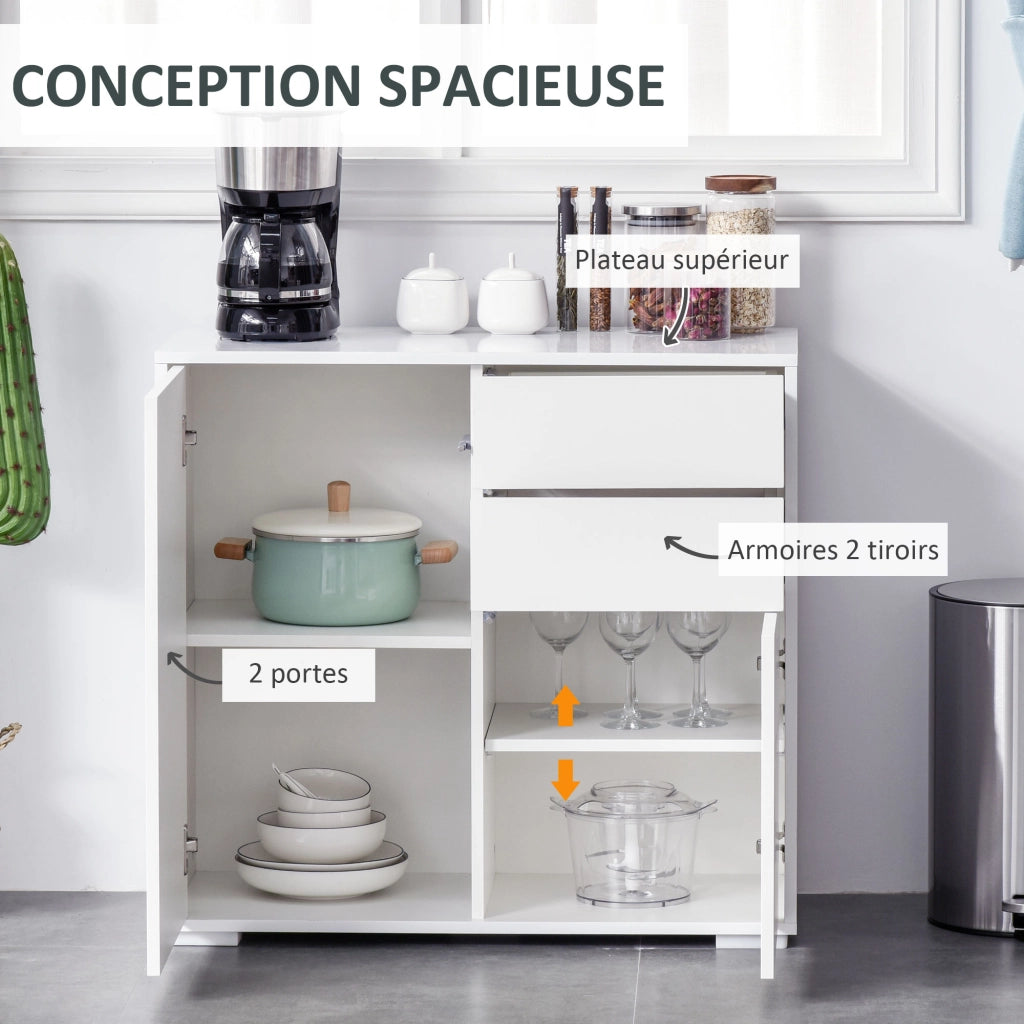 Cassettiera con ante e ripiani ¨C zephmum ¨C bianco brillante 79x36x74 cm