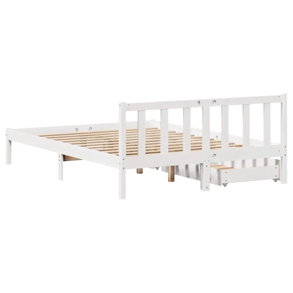 Letto senza Materasso Bianco 120x190 cm Legno Massello di Pino