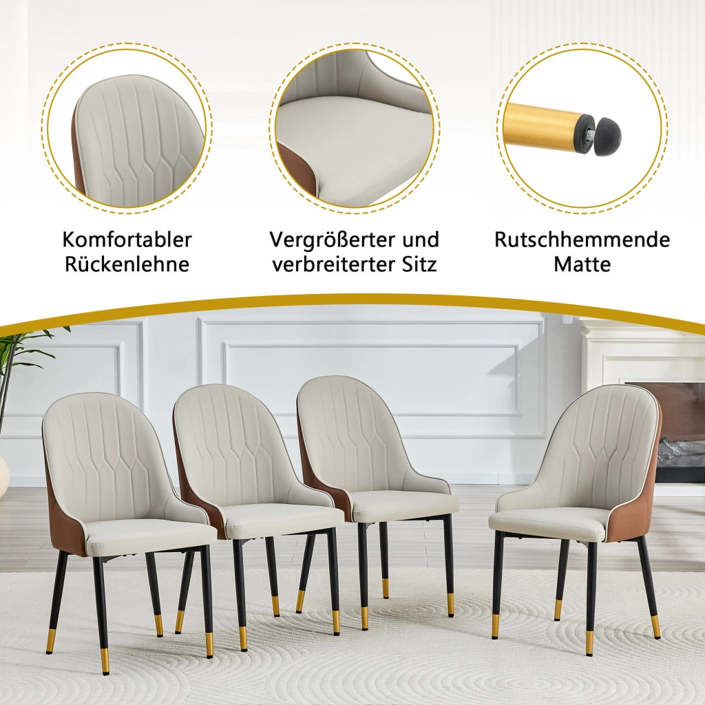 SEDIA da pranzo Set da 2 pezzi 91 cm PU Marrone e Nero schienale a fulmine