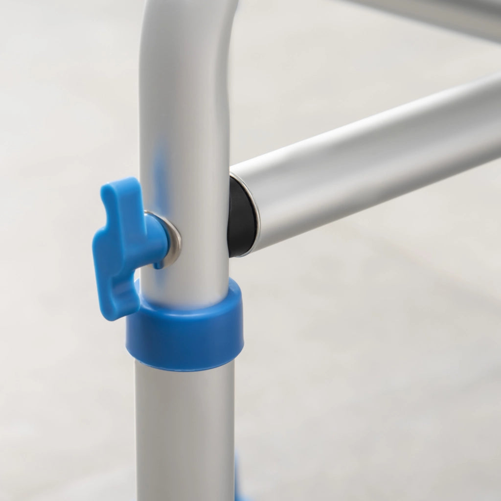 Sgabello per Doccia in Alluminio con Altezza Regolabile e Piedini Antiscivolo a Ventosa, Blu