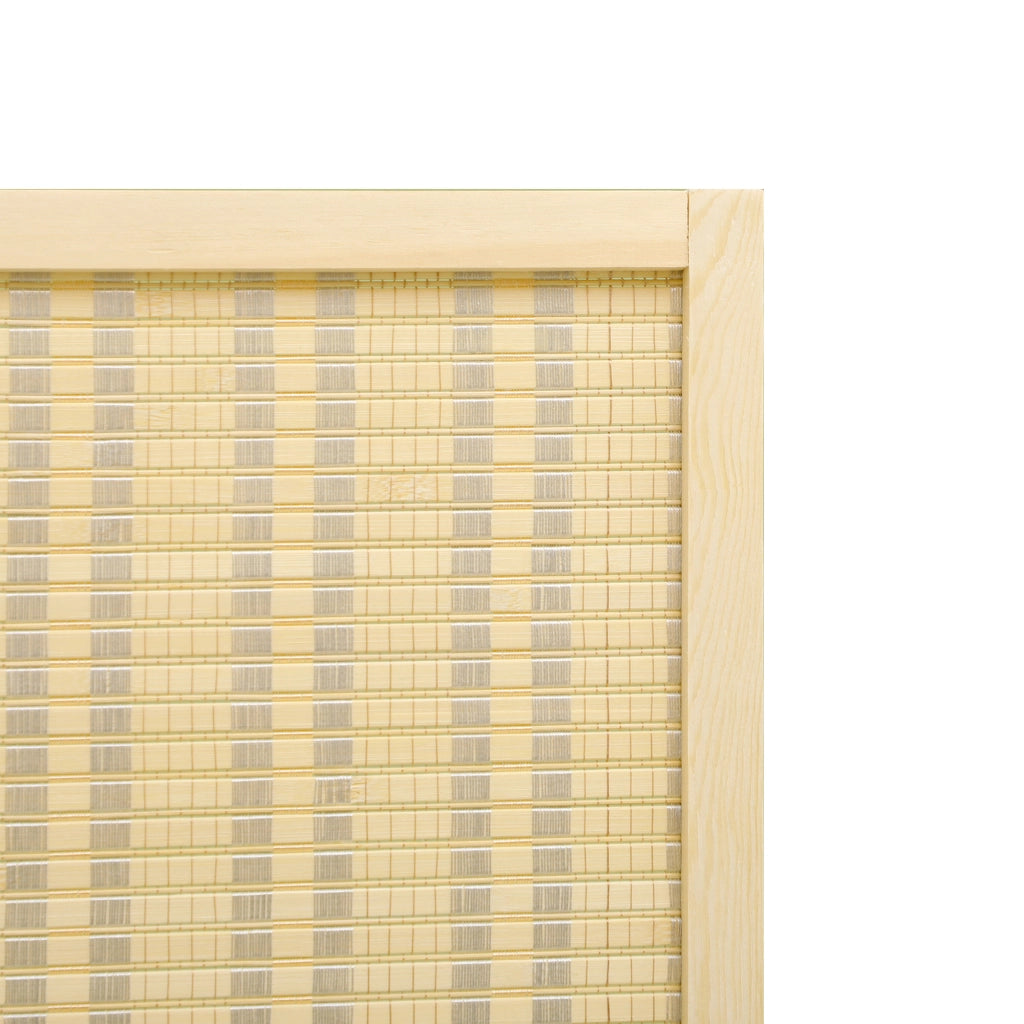 Paravento divisorio a 4 pannelli in bambù e cotone, 180 x 180 cm, pieghevole, colore legno naturale