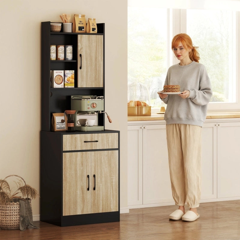 ARMADIO DA CUCINA con piano di lavoro 60 x 40 cm, effetto legno naturale e nero