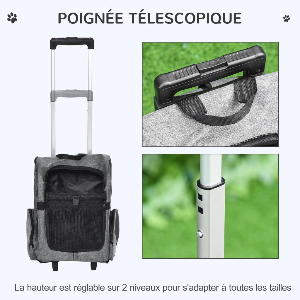 Trasportino per cani e gatti 2 in 1 ¨C zephmum ¨C 42x25x55 cm, grigio