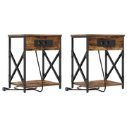 Set di 2 Comodini | Armadio da Notte | Mobiletto da notte Rovere fum¨¦ 41 x 31 x 51 cm