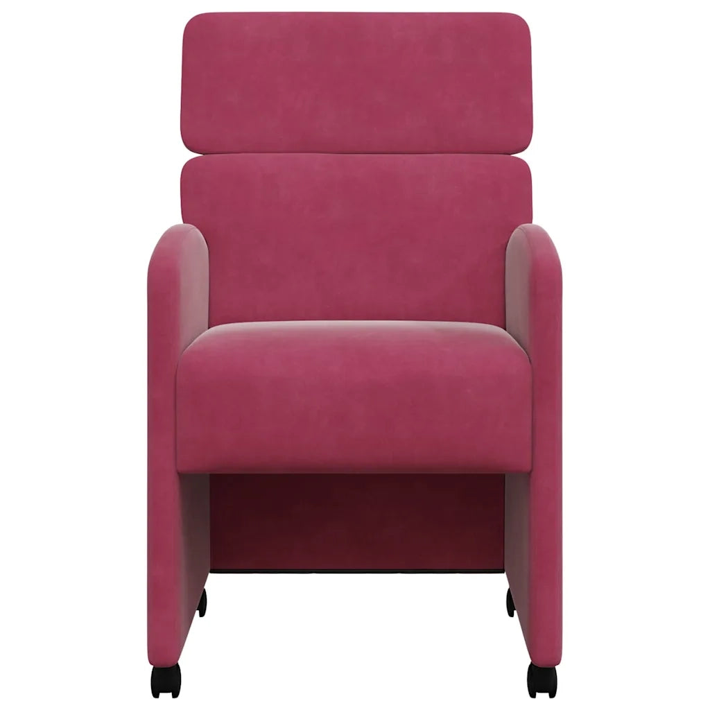 Sedie da Pranzo con Ruote 2 pcs Rosso vino 58 x 65 x 98 cm 42017879
