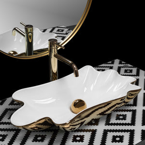 Lavabo Da Appoggio Rea Sea White Gold + Tappo Click-clack