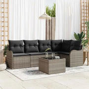 Set Divano da Giardino con cuscino 6 pcs Grigio Poly Rattan 3345709
