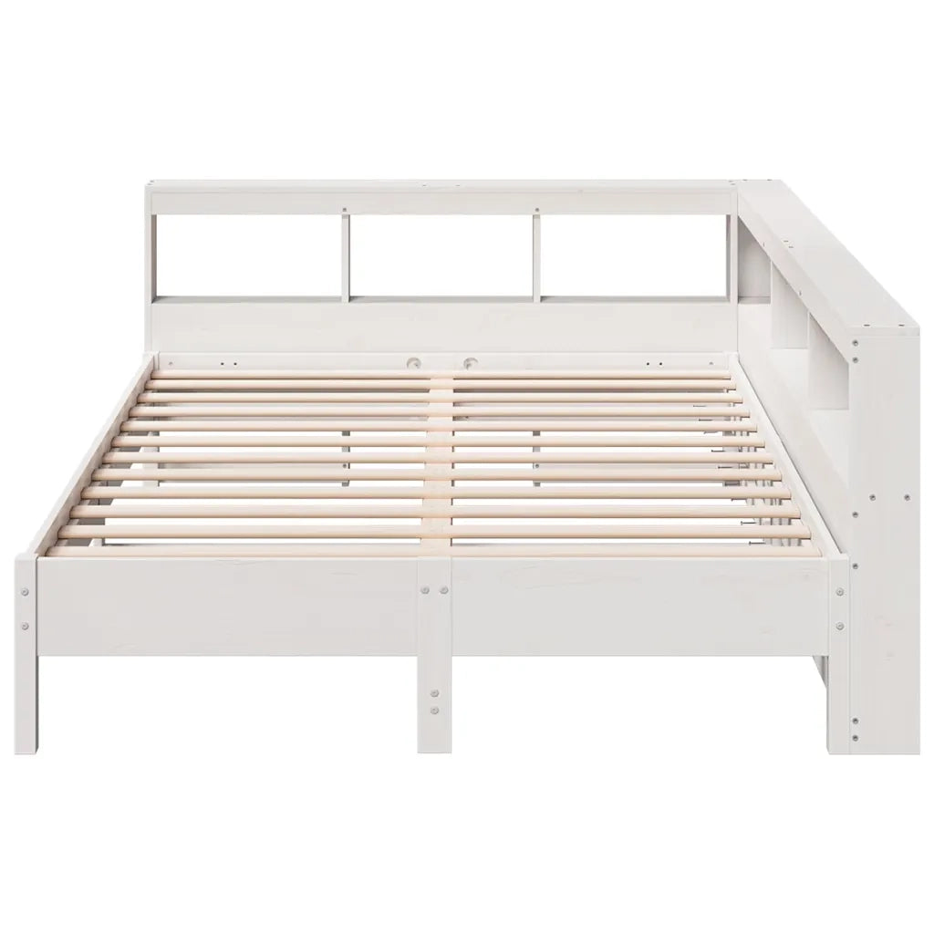 Letto Libreria senza Materasso-Struttura Letto con contenitore Bianco 140x190 cm Legno di Pino 409840
