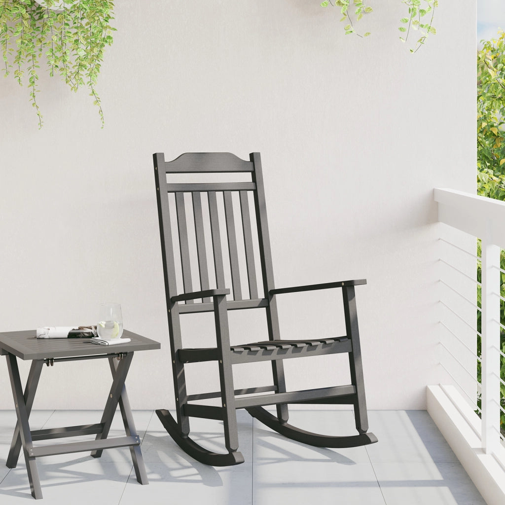 Sedia a dondolo da giardino Nera 65x84x114 cm HDPE