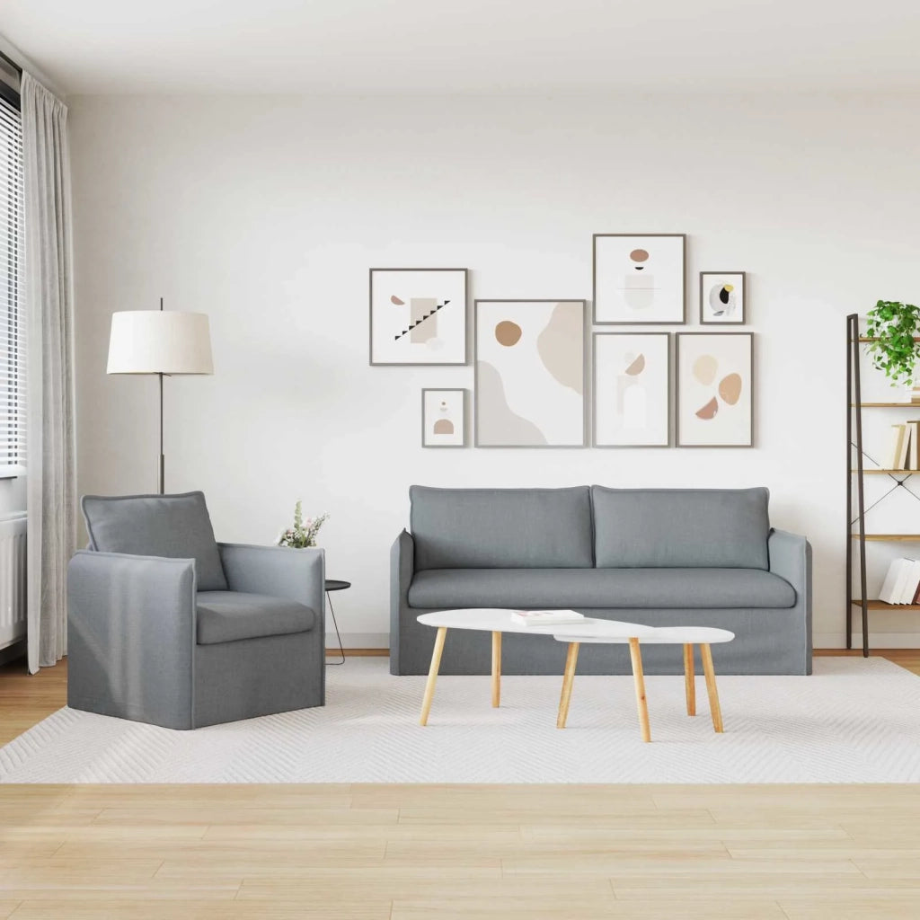 Set di divani 2 pcs Grigio Chiaro 196 x 82 x 85 cm Tessuto