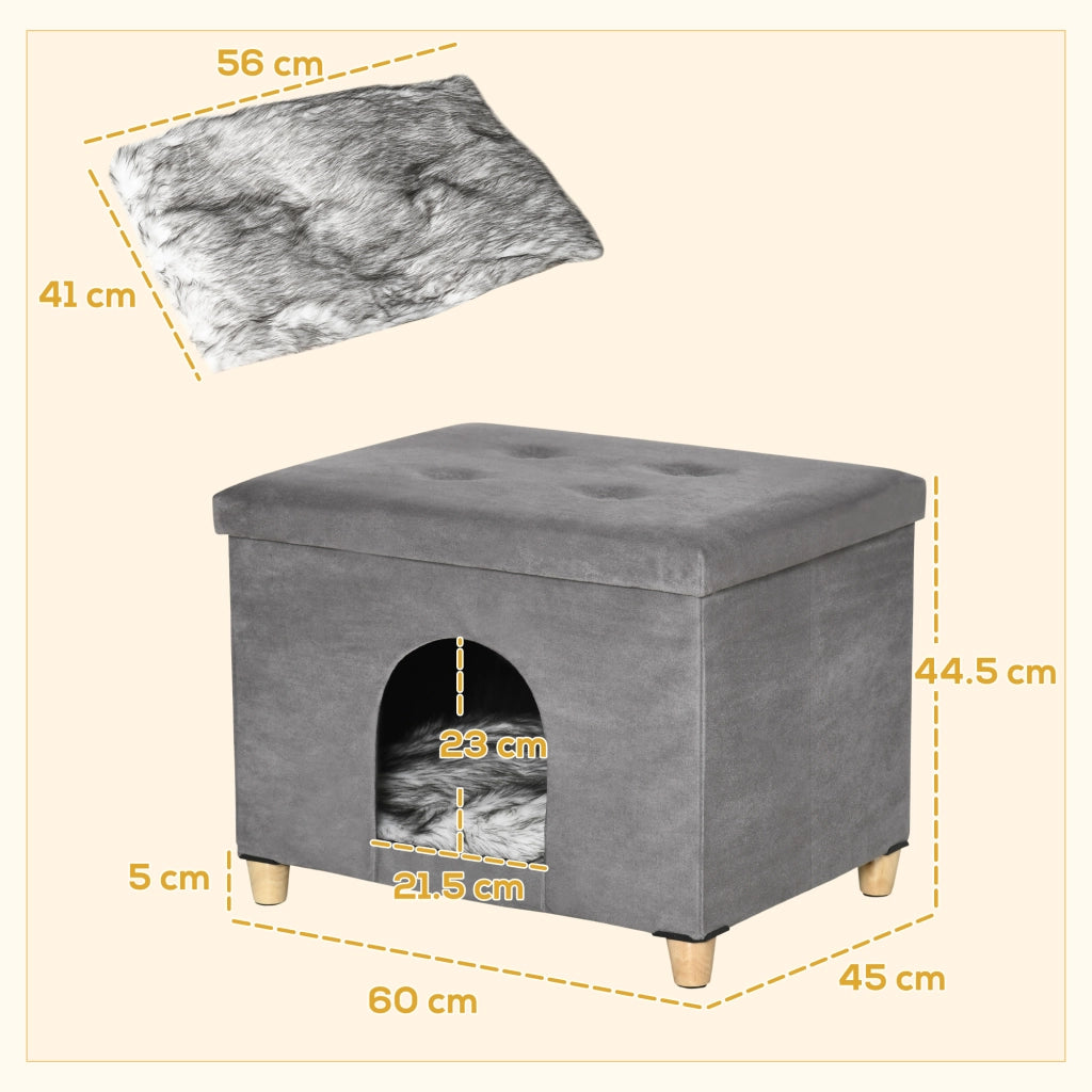 Pouf Poggiapiedi per Gatti Imbottito con Cuscino Rimovibile ¨C Zephmum ¨C Grigio