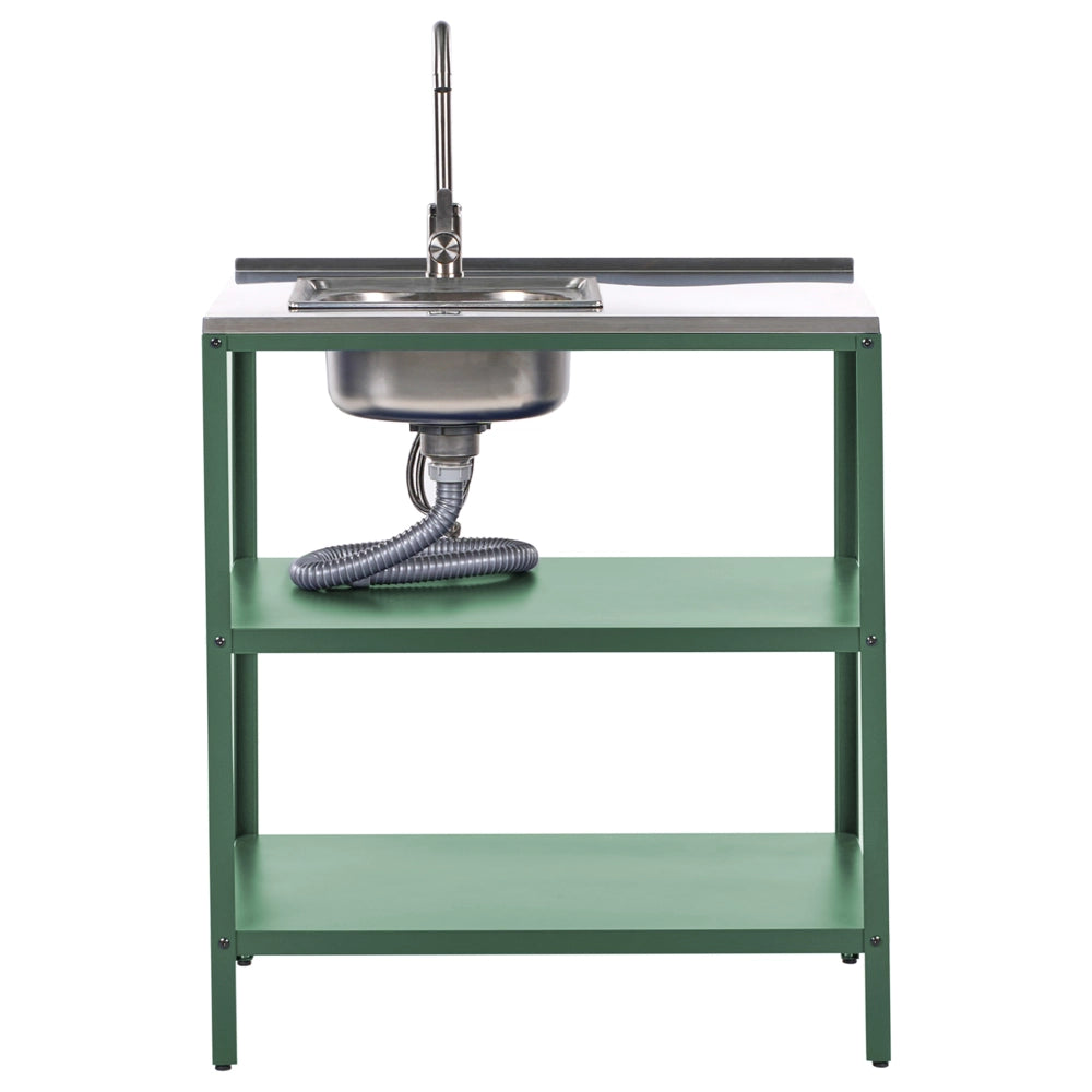 Set di cucina da esterno 2 elementi in acciaio inox verde 2 isole da cucina lavello a leva cucina da esterno