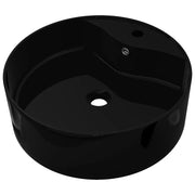 Lavabo rotondo in ceramica da 46,5 cm con foro per rubinetto/troppopieno per bagno nero 02_0002514