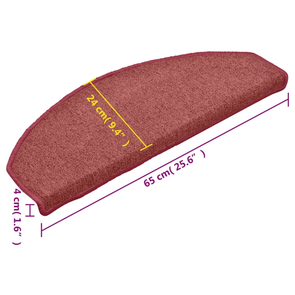 Tappetini per scale 15 pz 65x24x4 cm Bordeaux Semicircolari Grandi 322373
